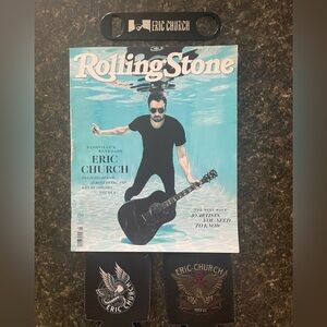 Rolling Stone Magazine with Eric Church Cover
Two koozies and bottle opener.
